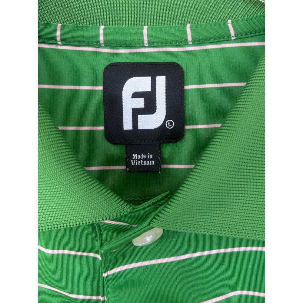 FootJoy Broadmoor Golf Club Polo Shirt Mens Large Green Striped ProDry L - Picture 4 of 8